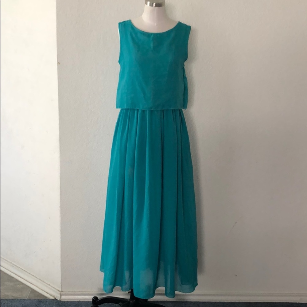 Green chiffon dress